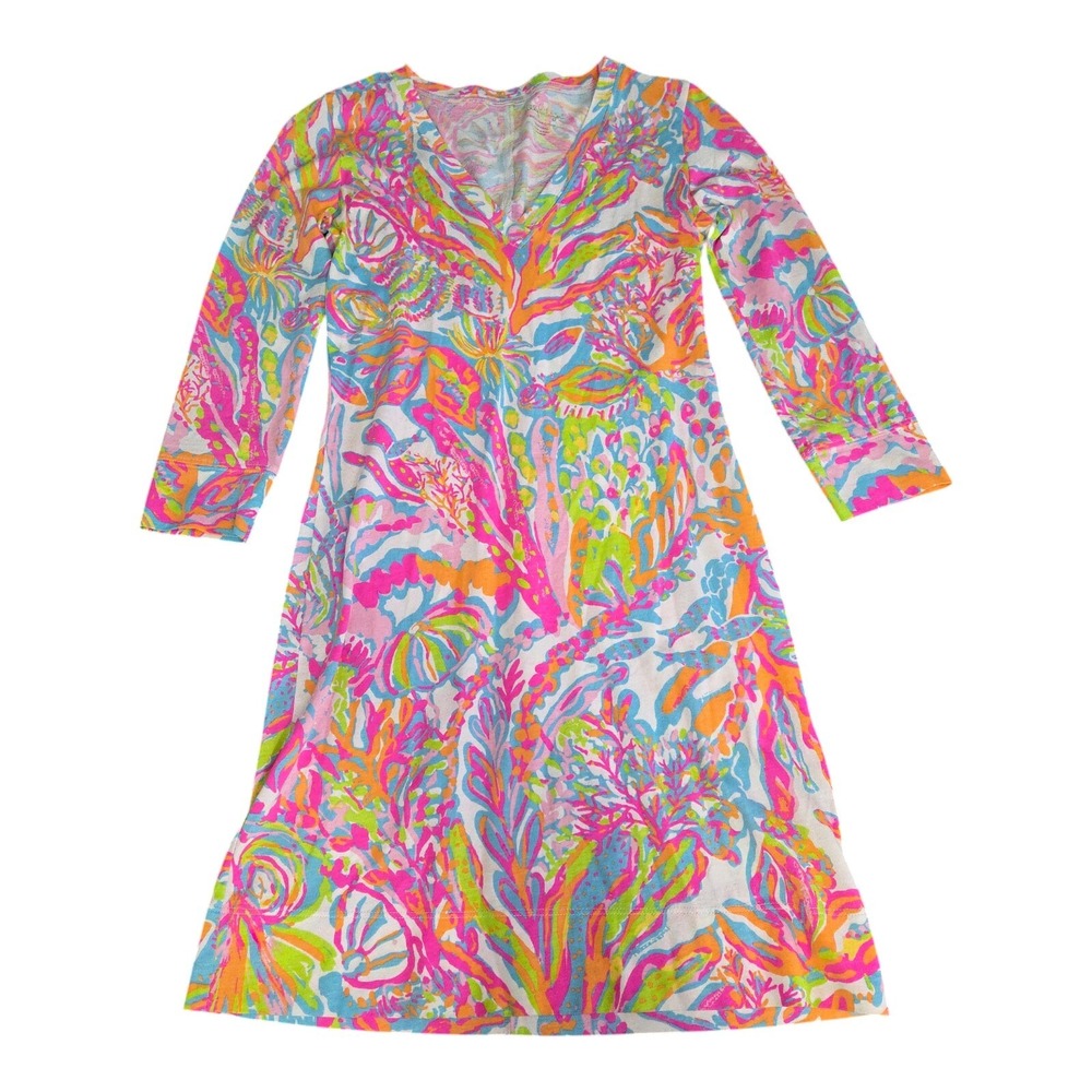 Lilly Pulitzer Dress Womens XXS Scuba To Cuba Colorful Bright Christie V-Neck